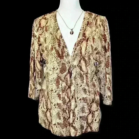 FIRST ISSUE/Liz Claiborne Co, Womans SNAKESKIN Print Cardigan LIGHTWEIGHT XL - Picture 1 of 8